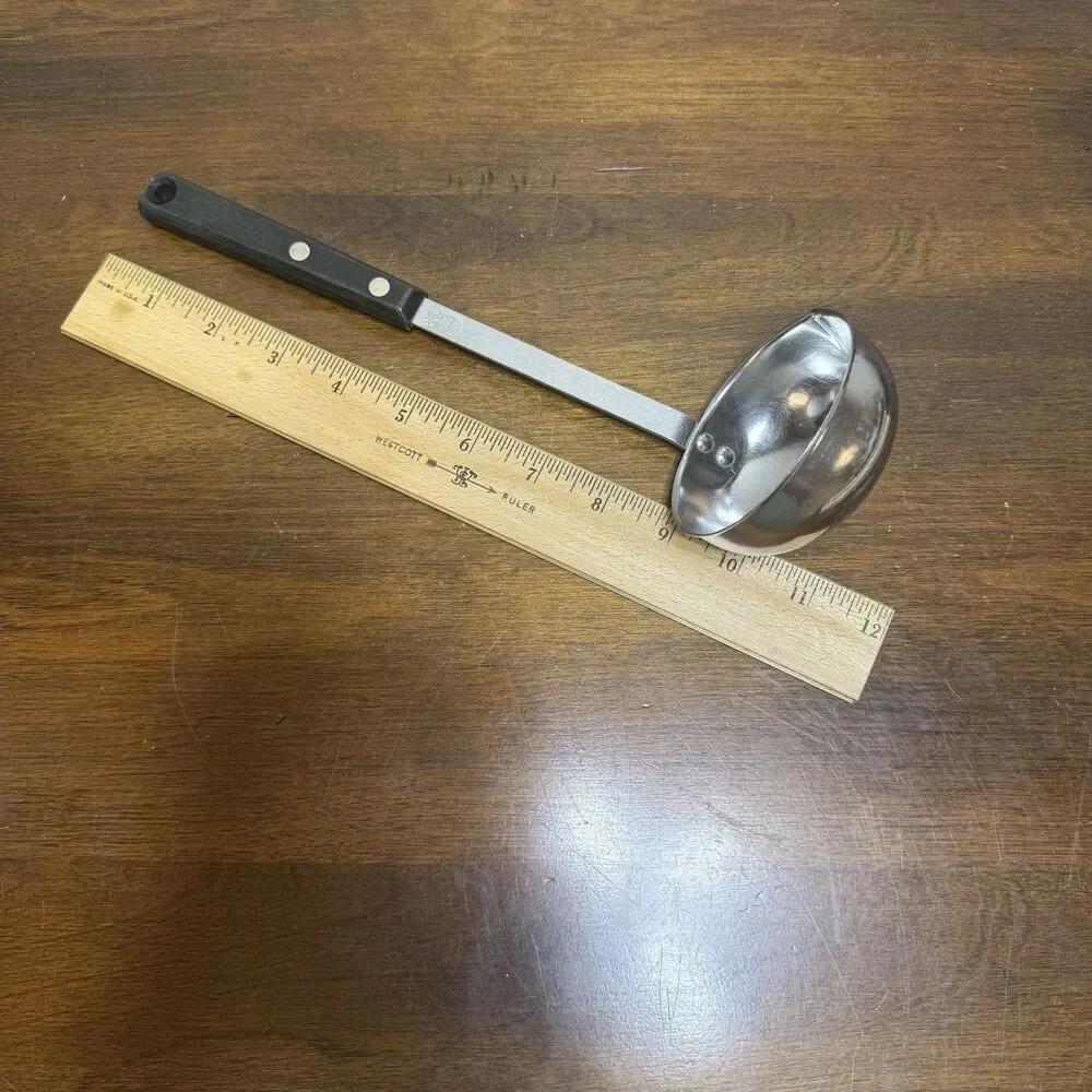 ECKO FORGE Vintage Stainless Steel Soup Ladle Spoon w/Black Riveted Handle-USA